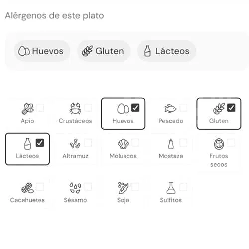 Allergeni indicati piatto per piatto