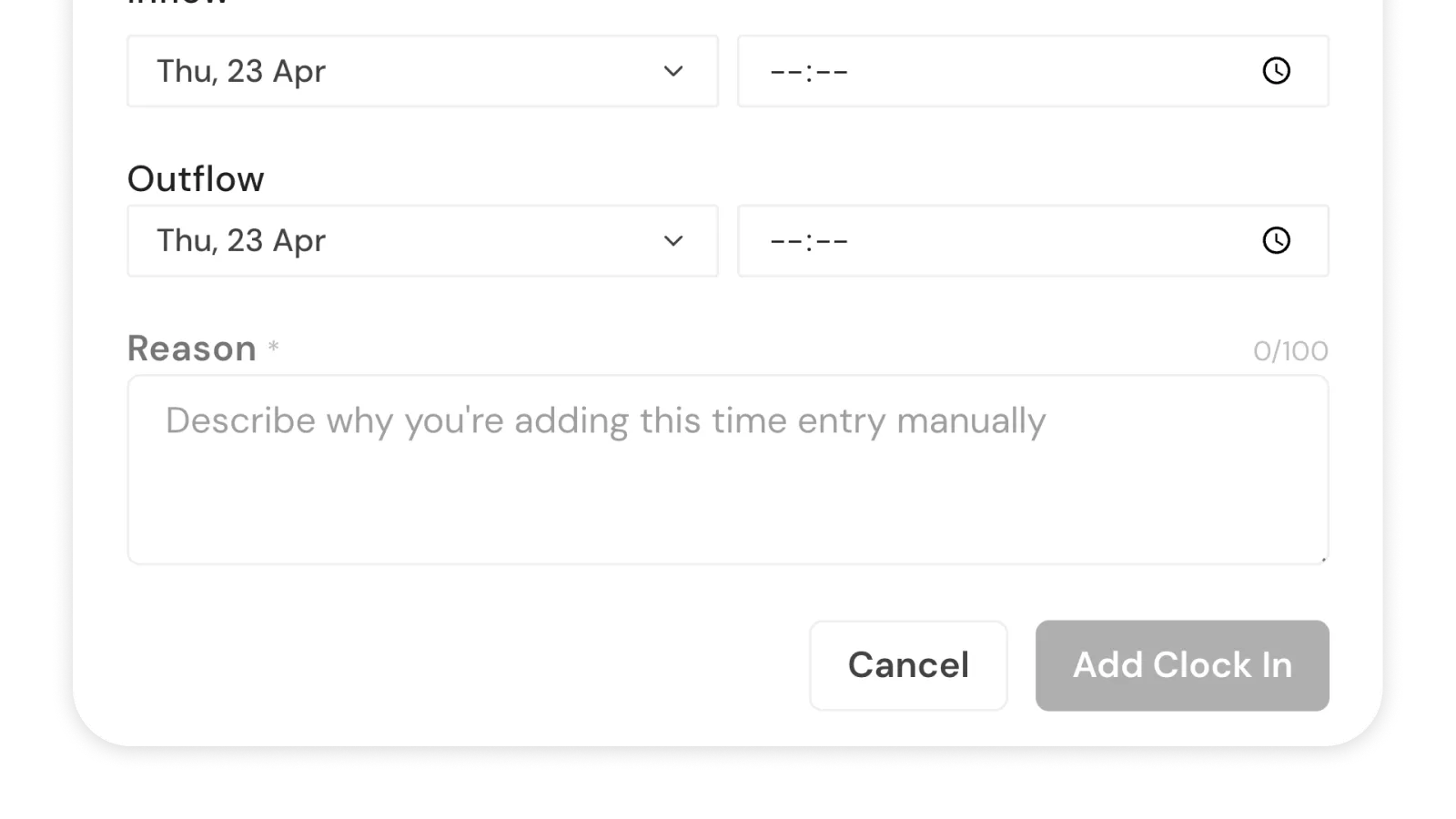 Modification de pointage avec motif obligatoire