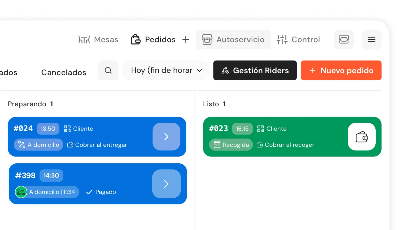 Pedido entrando automáticamente al TPV