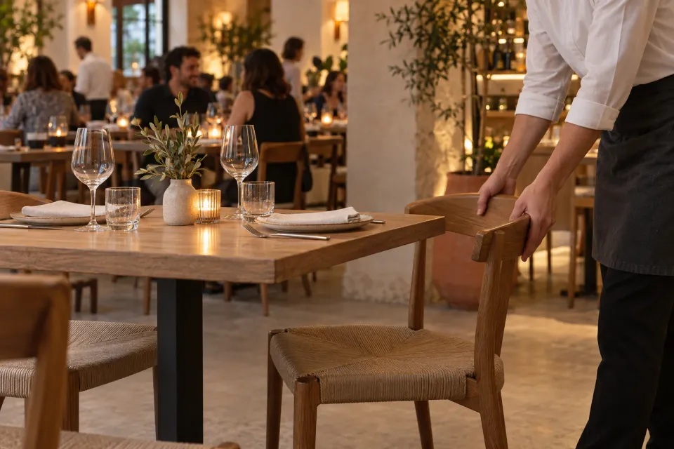 Ilustración de alternativas y espera en un restaurante
