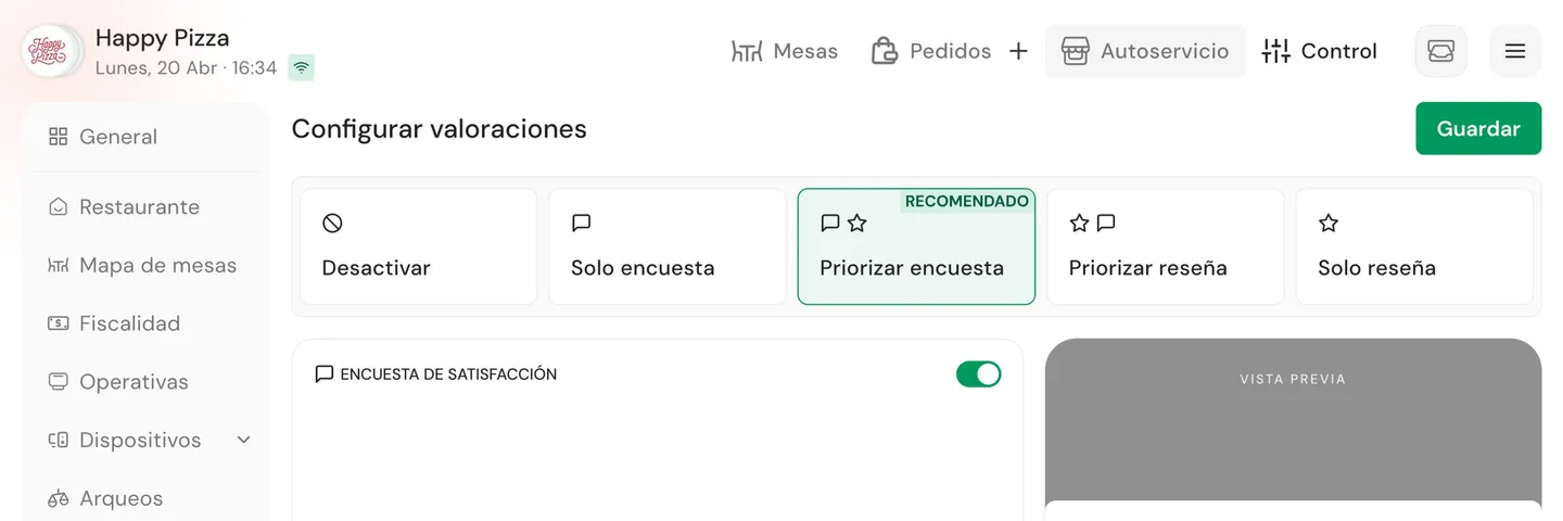 Panel de gestión de reseñas de Qamarero con reseñas de Google sincronizadas