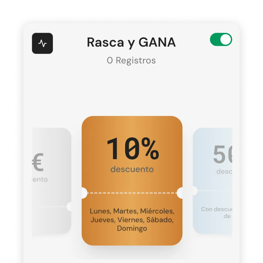 Tipos de recompensa configurables: descuento, fijo o producto gratis