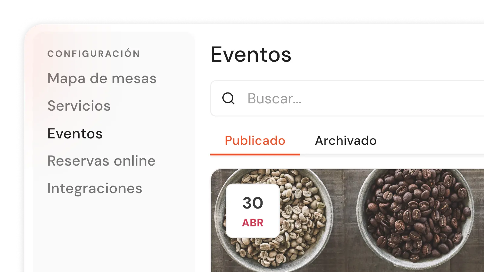 Portal de eventos con inscripción y aforo