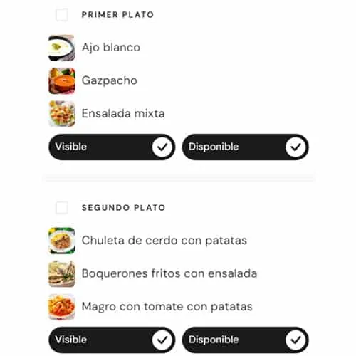 Plats mis en avant, menus du jour et offres