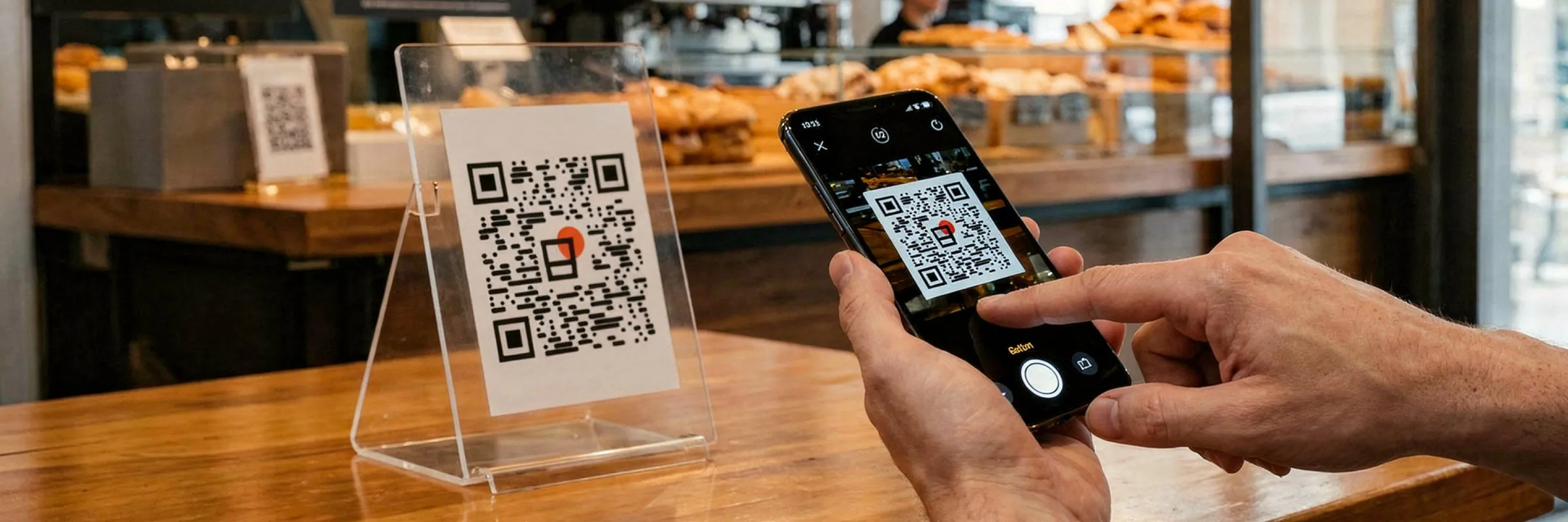 Cliente che ordina dal cellulare scansionando il QR del tavolo