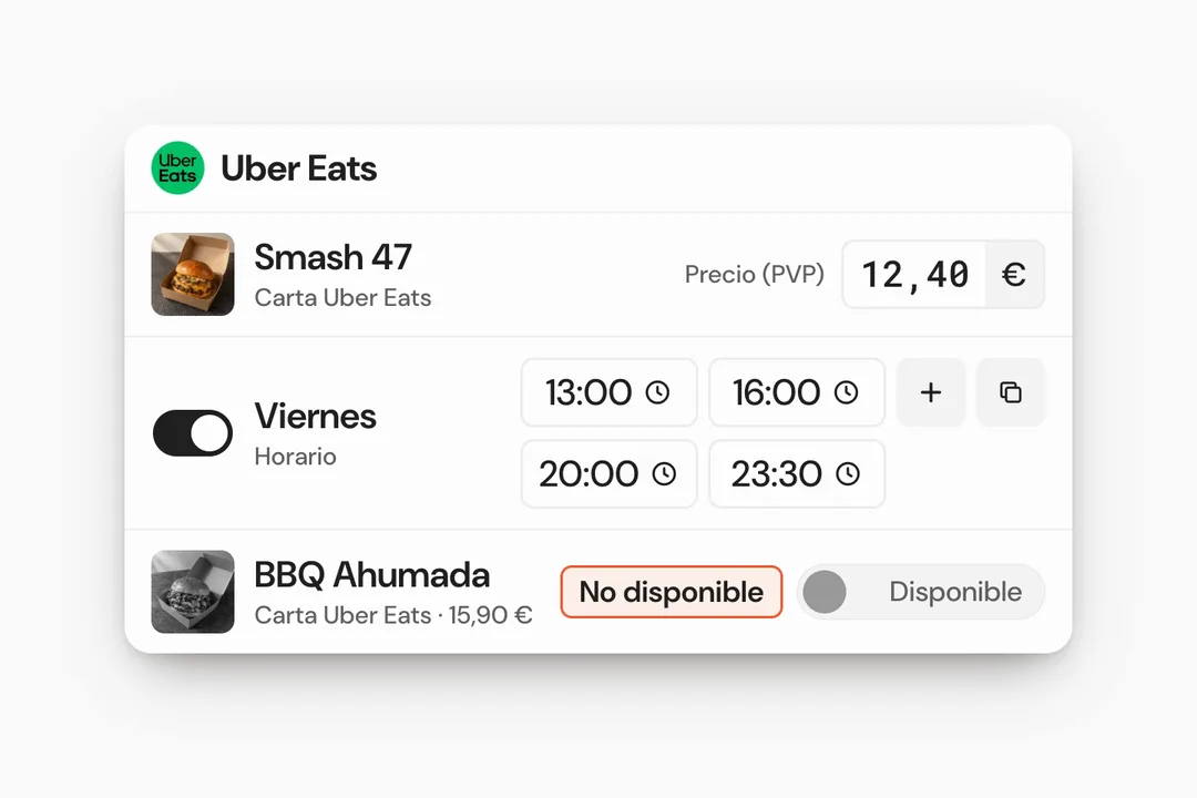 Demostración ilustrativa de precios y horarios