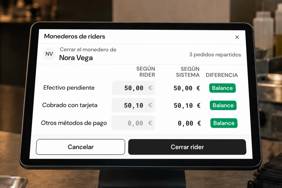 Monedero del repartidor con saldo y movimientos