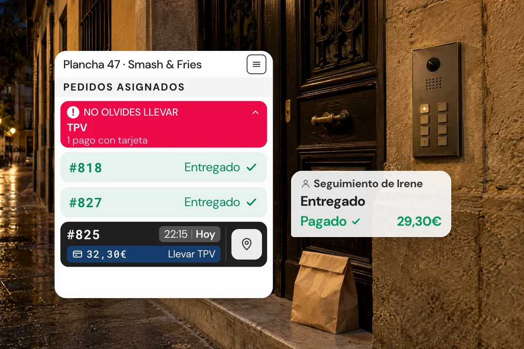 Repartidor entregando el pedido al cliente