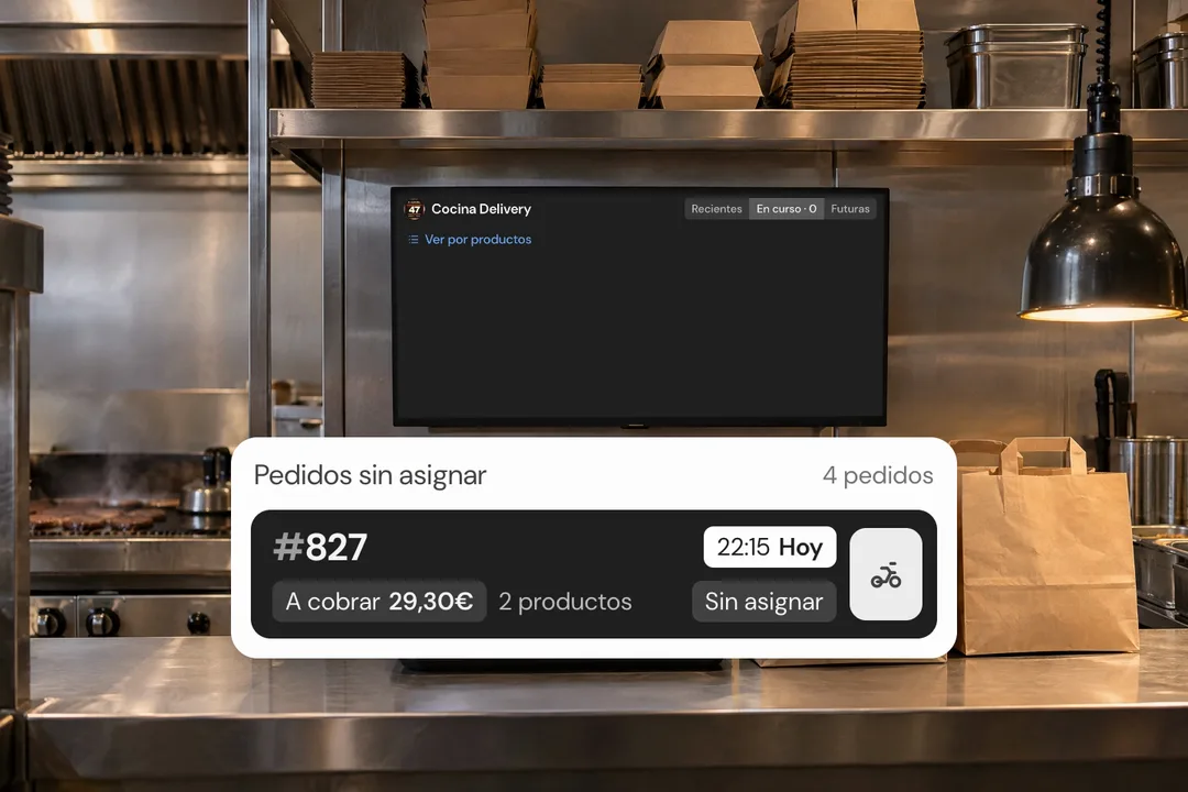 Comandas en la pantalla de cocina