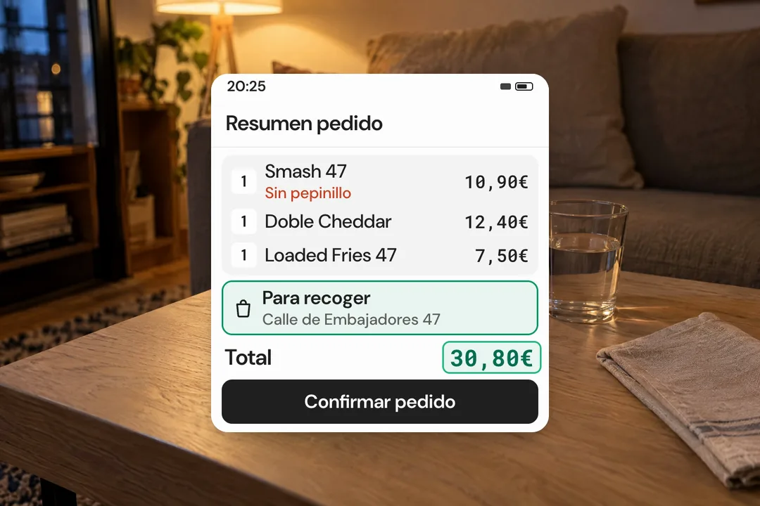 Carta online con productos y extras para un pedido directo