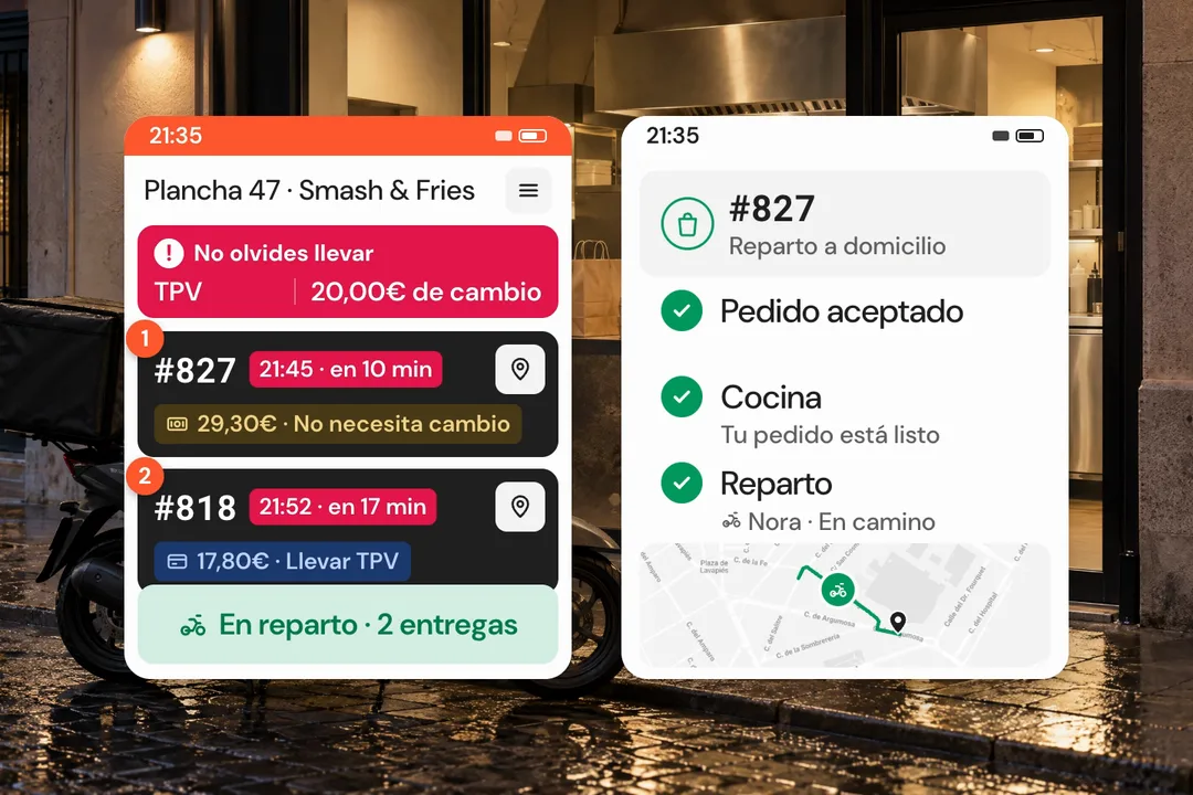 Repartidor consultando sus entregas en el móvil