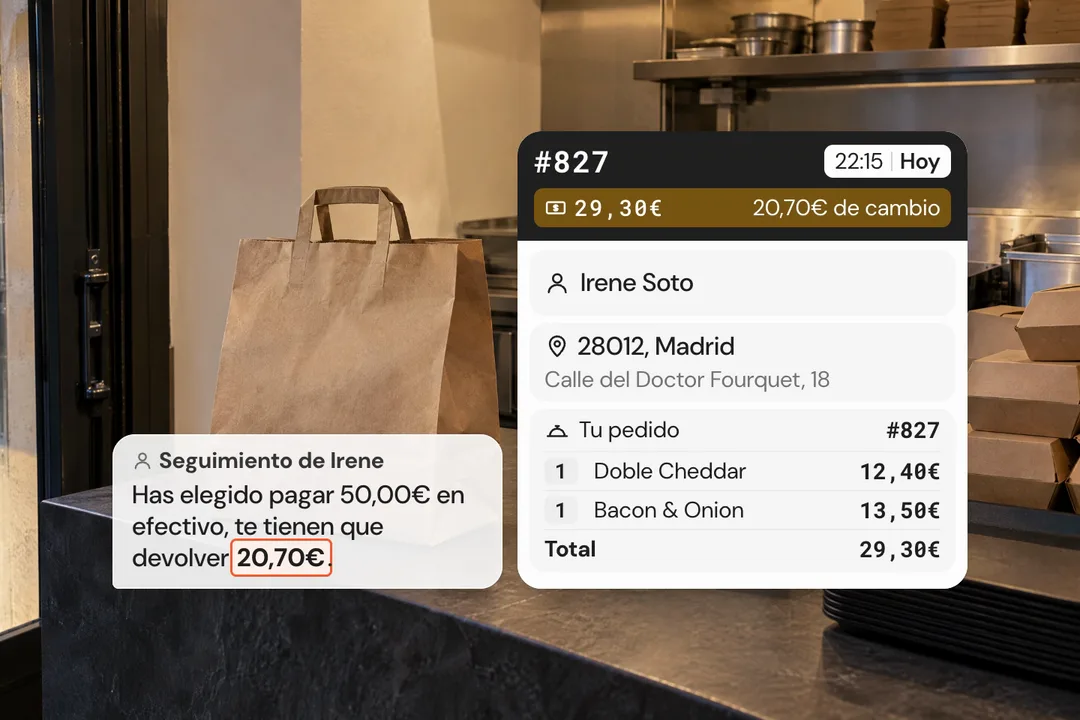 Pedidos asignados en el móvil del repartidor