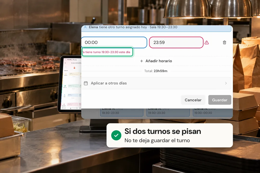 Comida y cena, sin dobles asignaciones.