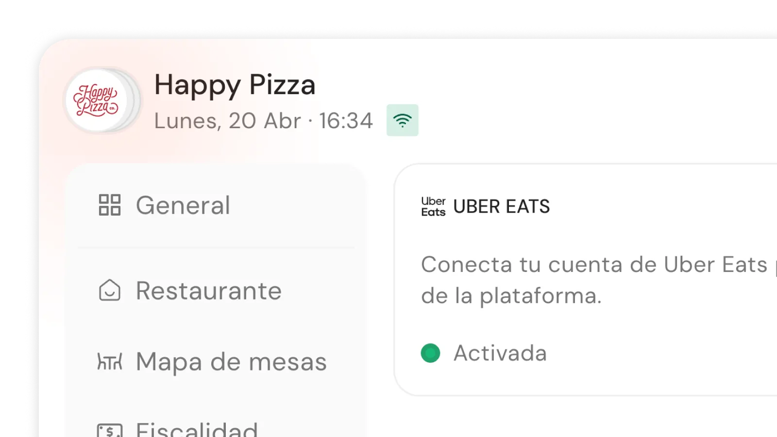Gestion du menu Uber Eats depuis Qamarero