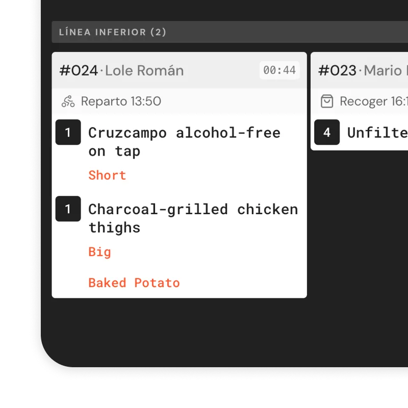 KDS avec séparation des commandes