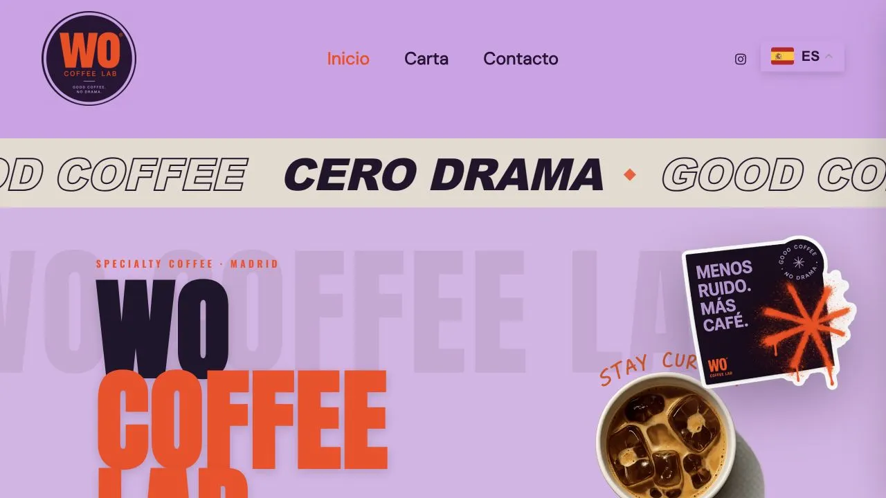 Ejemplo real de diseño web: Cafetería