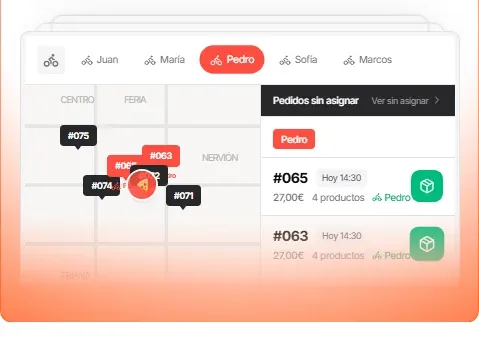 Vista ilustrativa de Pedidos online y delivery